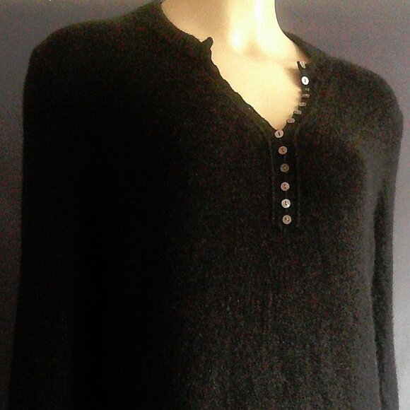 Theory Gray 100% Cashmere MSRP $435 Henley Sweater Dress M - Picture 5 of 10